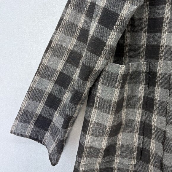POL Plaid Hobo Duster W/ Raw Hems Heavy Flannel Feel SZ Large Boho Casual - Picture 3 of 14
